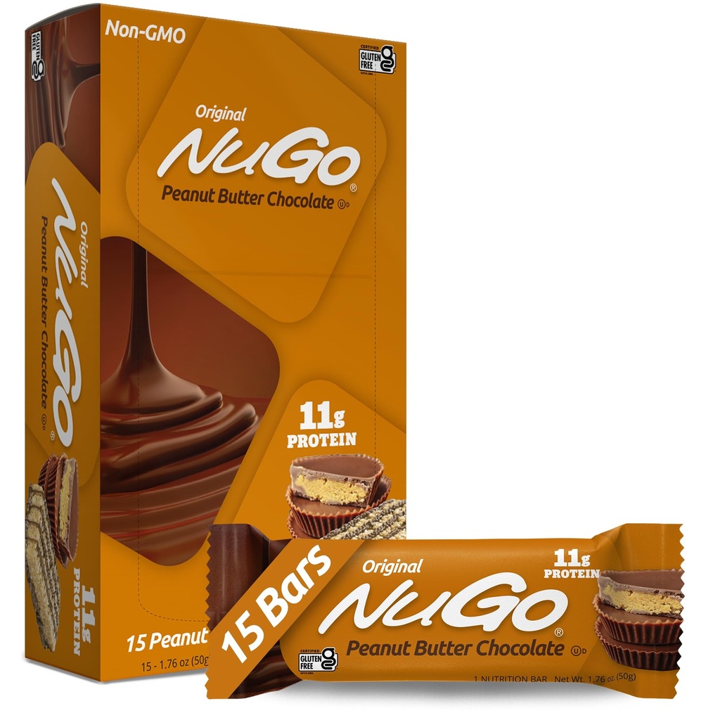 NuGo Protein Bar, Masło orzechowe, 11g Protein, Gluten Free, 15 Count