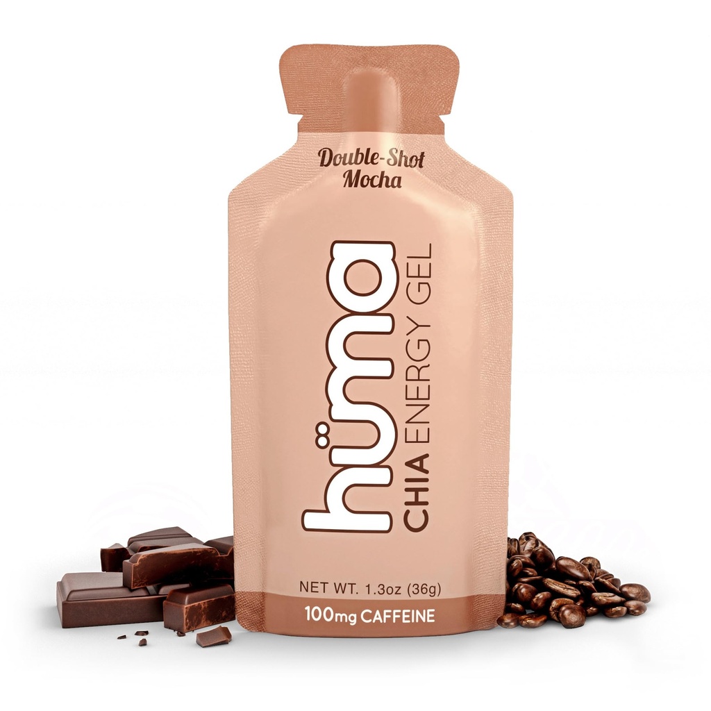 Huma Chia Energy żel, Doublehot Mocha, 12 Pack, 100mg kofeina na pakiet - Premier Sports Nutrition for Endurance Ćwiczenia