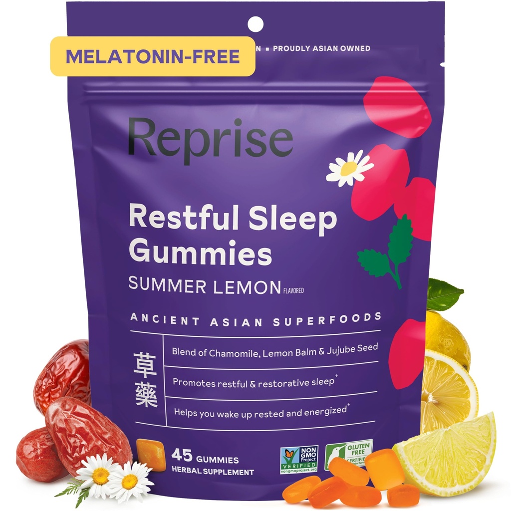 Melatonina Free Natural Sleep Assistance Gummies dla dorosłych 124; NO Melatonin Assistance 124; Ziołowy Jujube & Rumianek, Lemon Balm - Deep Sleep Supplement & Relaxation for zzz, 45 Vegan Gummies (45 Gummies (1 opakowanie))
