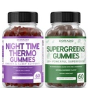 Night Time Fat Burner Gummies (60 Count) - Utrata masy ciała & Metabolizm Suplement bez cukru i Supergreens Gummies (60 Count) - Zielone Suplementy Immunitet Wsparcie - Nie GMO & USA Made