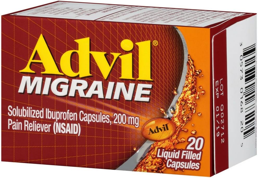 Advil Migrain 20' s Size 20ct Advil Migrena Pain Relief Płynne kapsułki 20ct
