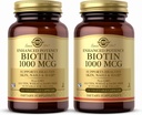 Solgar Biotin 1000 µg, 250 Kapsułek roślinnych (Opakowanie 2) - Podtrzymuje zdrową skórę, paznokcie i włosy - Metabolizm energii - Zwiększona moc - Non-GMO, Wegan, Gluten Free, Wolny od mleka, Kosher - 500 Sług