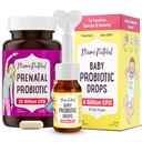 Mama Naturalne Probiotyczne Probiotyczne i Baby Probiotic Drops Bundle - Gut, Vaginal & Immune Wsparcie dla mamy + Digestive Comfort dla dziecka z Probiotyki dla niemowląt - Bundle & Zapisz