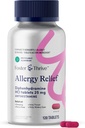 Foster & Thrive Difenhydramine 25mg Alergia Relief na alergie sezonowe, Swędzacze Oczy, Kichanie, Biegnący Nos, Szybkie działanie leków przeciwhistaminowych dla dzieci i dorosłych