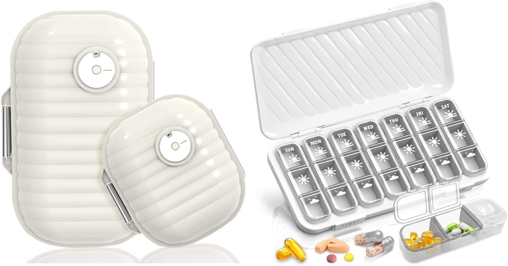 Travel Pill Organizer, 7 Day & Pill Organizer 3 razy dziennie, 7 Day Pill Box - Globals Cotygodniowy Pill Organizator Pill Container Dispenser Case for Vitamina Fish Oil Supplement