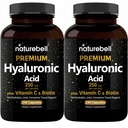 NatureBell 2 Pack Plant Based Hyaluronic Acid Supplements 250mg with 25mg Witamina C & Biotin 5000mcg, 480 Razem Kapsułki 124; Zasadnicze dla wzrostu włosów, Wspólne wsparcie, & Nawadnianie skóry 124; Non-GMO