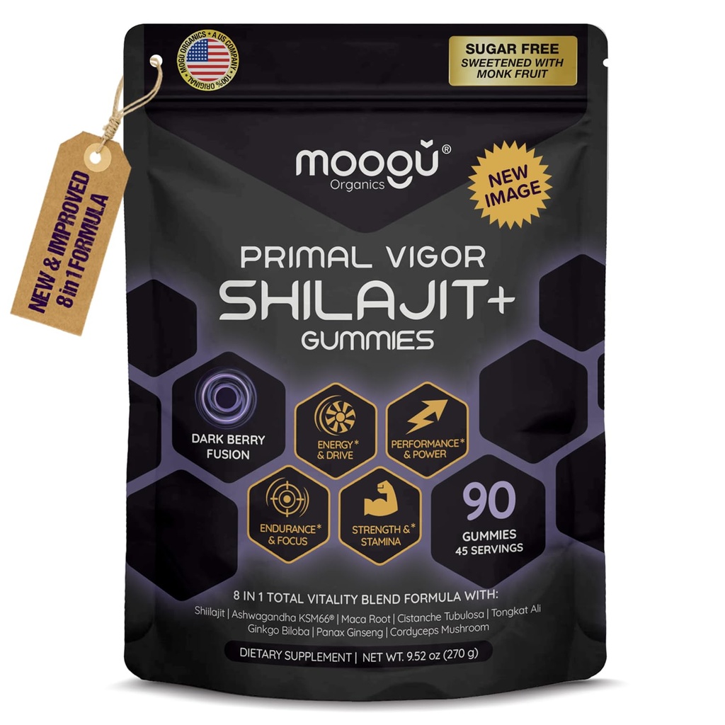 18,000mg Pure Himalayan Shilajit (90 Gummies) Ashwagandha, 75% kwasu Fulvic & 85 + Minerały śladowe I mężczyzn, Kobiety I Panax Ginseng, Rhodiola, Turmeric, Gingko Biloba, Cordyceps, Stinging Nettle.
