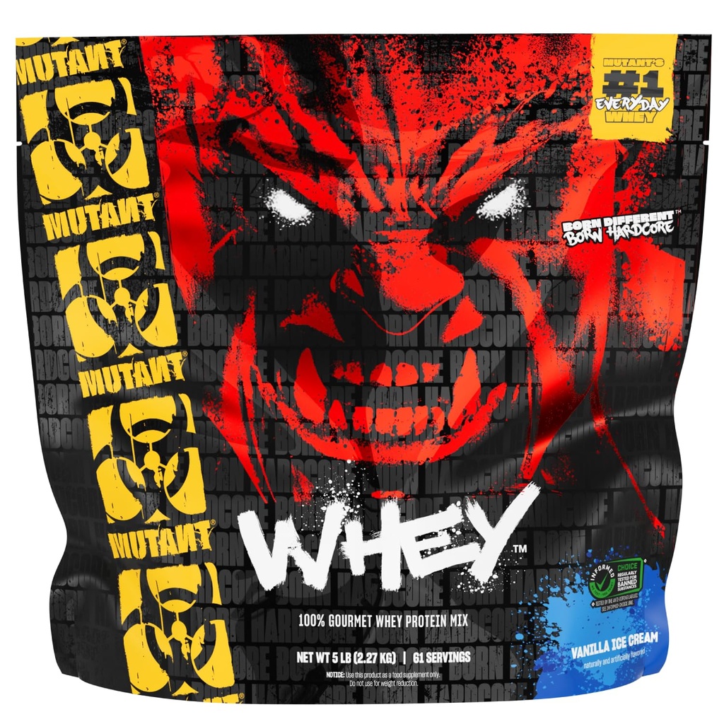 Mutant serwatka - 100% serwatka protein w proszku shake, smakołyk, 22g białka, szybkie wchłanianie, łatwe trawienie, 5lbs - Vanilla Ice Cream