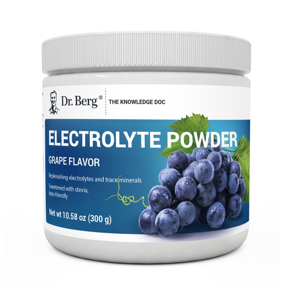 Dr Berg Zero Sugar Hydration Keto Electrolyte Powder - Enhanced w / 1000 mg Potasu i Real Pink Himalayan Salt (NIE Salt Stołowy) - Winogrona Flavor Hydration Drink Supplement - 50 Słupki