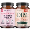SMNutrition Women 's DIM Supplement & Myo- Inositol & D- Chiro Inositol Bilans hormonu z 40: 1 Stosunek (30 Służenie) i 250 mg suplement DIM dla kobiet Complex (60 Służenie)