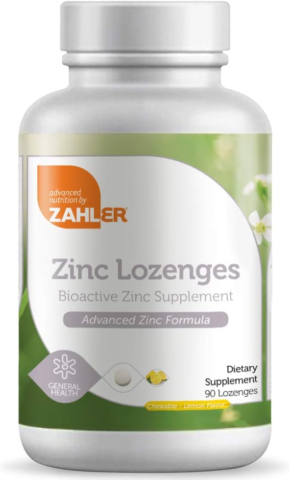 Zahler Cynk Lozenges, 35mg tabletki do żucia Cynk, suplement przeciwutleniacz immunologiczny, Great Tasting Cynk dla dzieci i dorosłych, Certified Kosher, 90 Lozenges