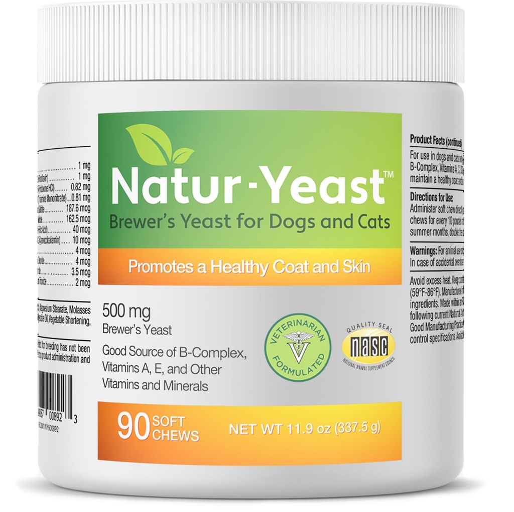 Zielone zwierzęta Organizują Natural- Yeast Brewer 's Yeast dla psów i kotów - Wspiera system immunologiczny i trawienie, Promuje zdrową skórę i błyszczący płaszcz, 90 Miękkich Chews