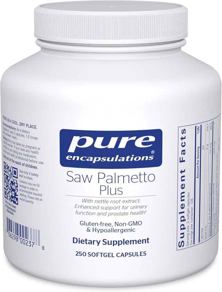 Pure Encapsulations Saw Palmetto Plus Nettle Root Extract to Support Urininary Function