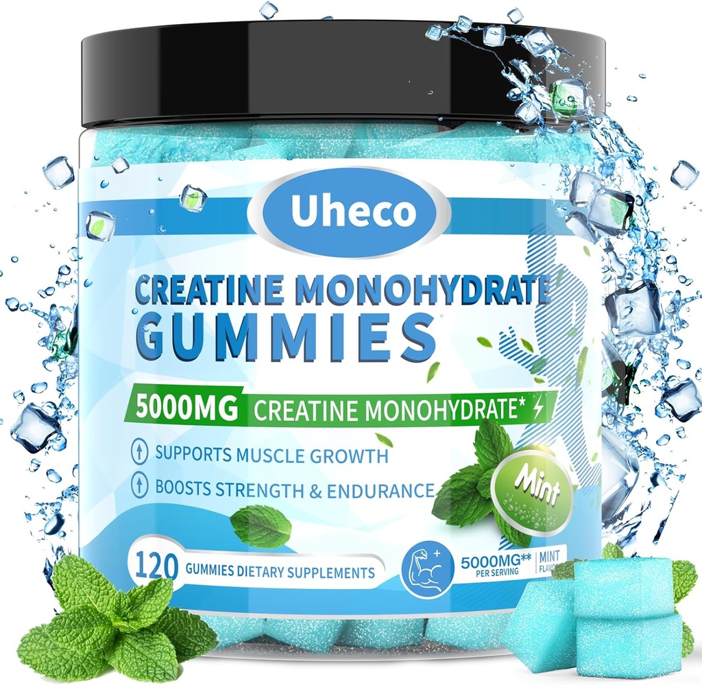 Mint Flavor Creature Monohydrate Gummies 5000mg dla mężczyzn i kobiet, Zawiera L- Tauryna + Witamina B12, Betaine, L- Citrulina dla mięśni Siła, Poprawić Endurance Ćwiczenia -115