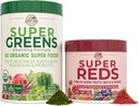 KRAJ ROLNICTWO zasadnicze Pack, Super Zielonych w proszku i Super Czerwonych, Pakowane z 50 Organic Super Foods i 40 Super Fruits, Natural Energy, Bloating Support, Unflavored & Berry Flavor, 17.7 oz, 2 Pack