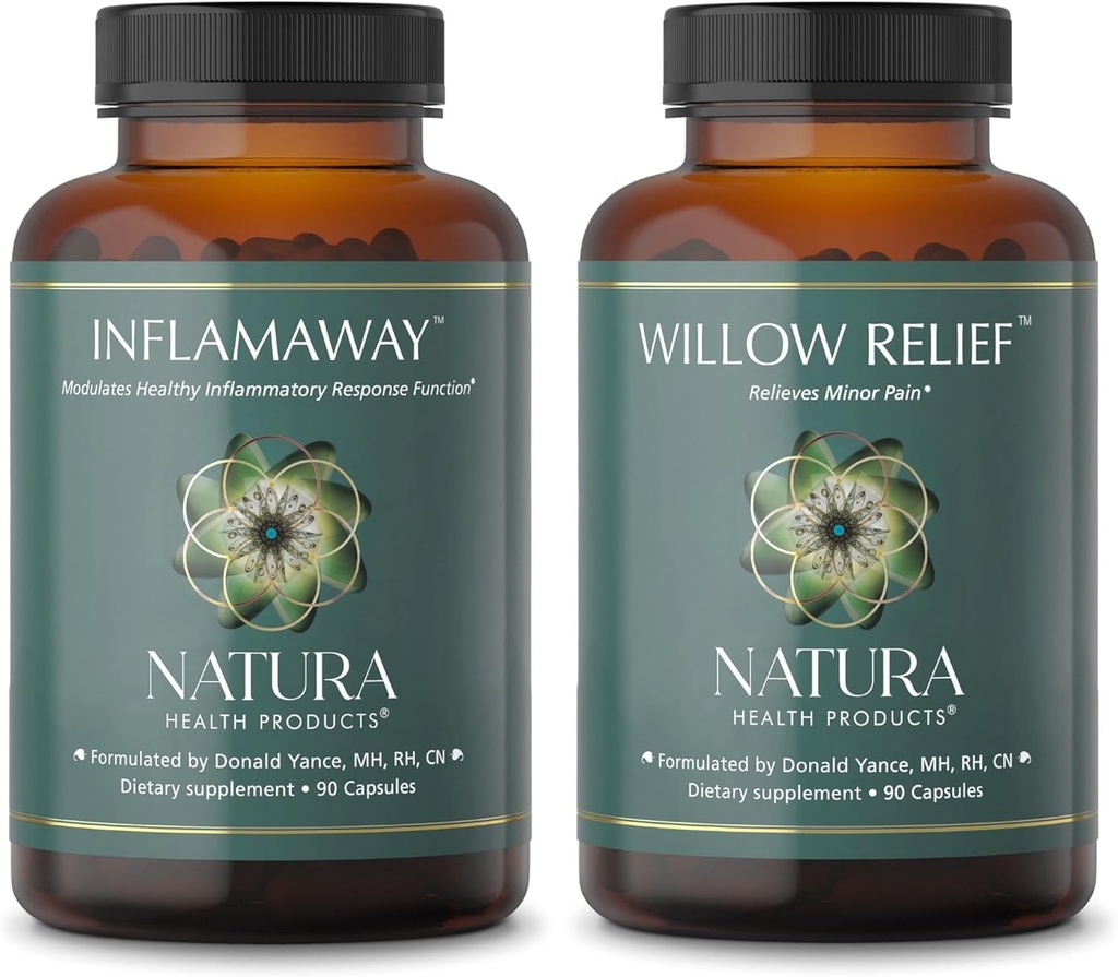 Produkty Natura Health InflamaAway i Willow Relief Supplement Bundle - Modulować zdrową reakcję zapalną - Wzmacnia relaksję mięśni