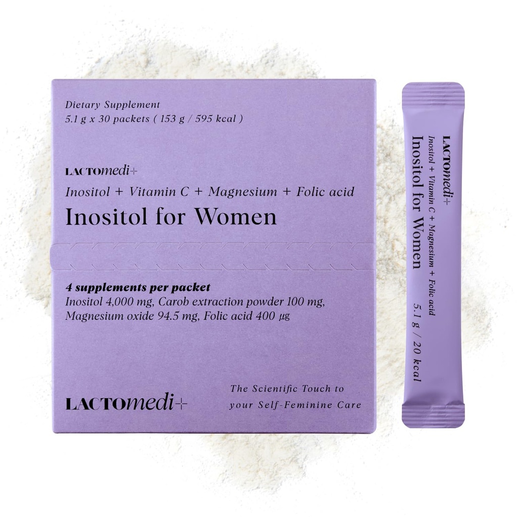 Suplement Inozytolu LACTOMEDI dla Kobiet: 124; Myo- Inozytol 4000mg + D- Chiro- Inozytol 100mg: 124; Zbalansowany 40: 1 Stosunek: 124; Cykl menstruacyjny i wsparcie wellness: 124; 30 Day Supply