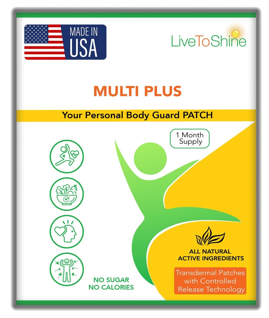 Live To Shine Multi Plus Topical Patch - USA Made - 30 Days Supply dla kobiet i mężczyzn z