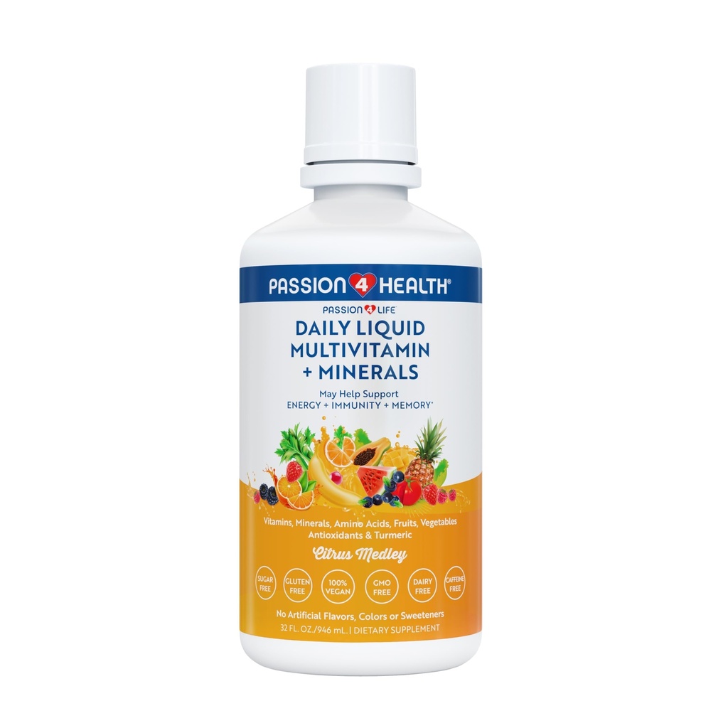 Passion 4 Life Daily Liquid Multivitamin + Minerals - Ponad 100 Składników Premium dla całej rodziny - Minerały śladowe i aminokwasy dla wszystkich wieków