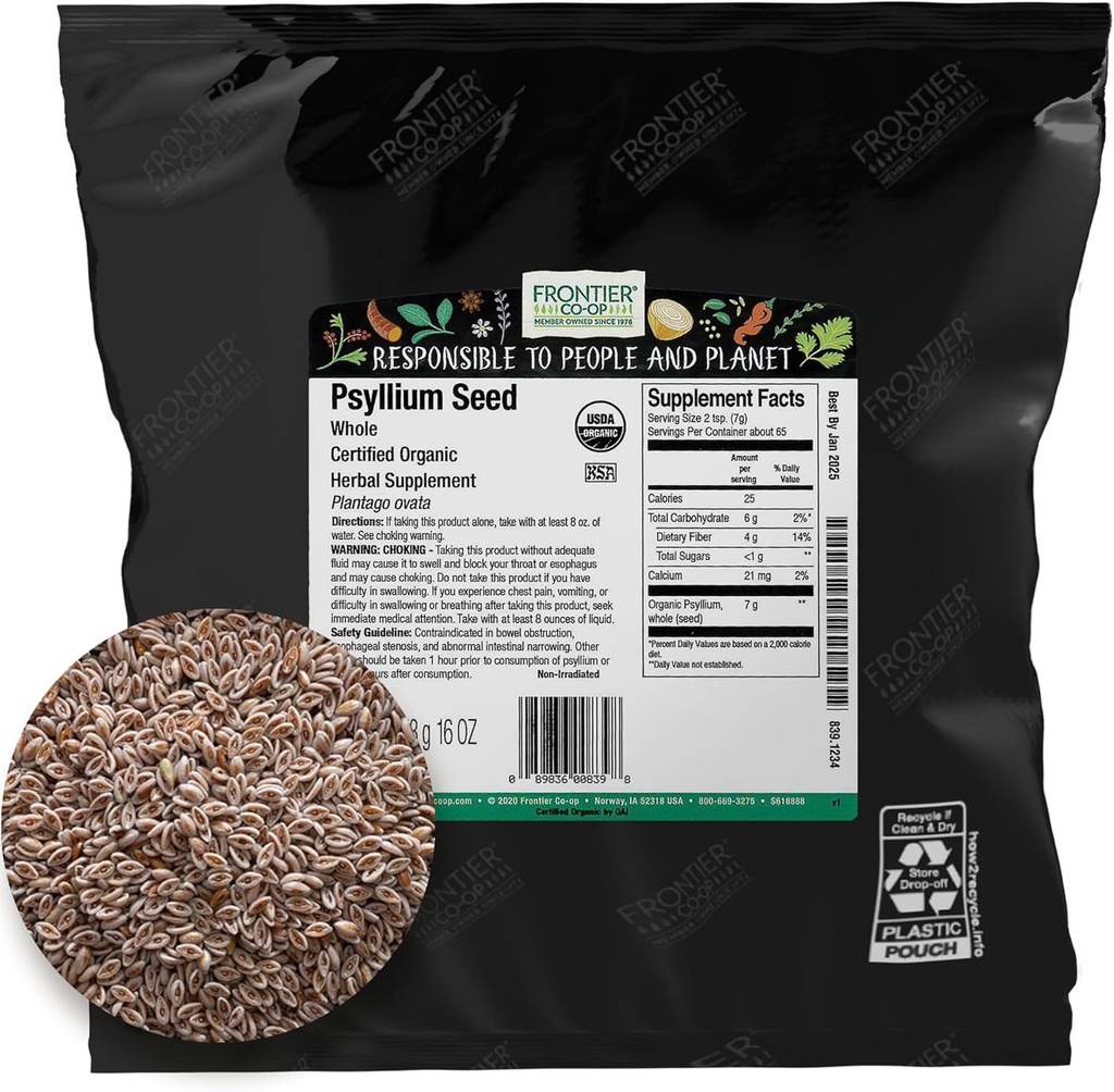 Kooperacja graniczna Organic Whole Pyllium Seed 1lb