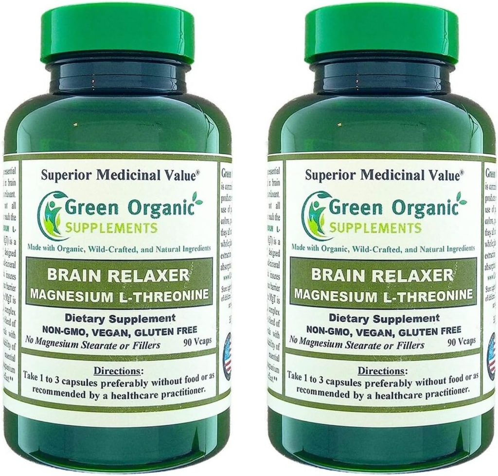 Zielony suplementy organiczne Magnezu L- Threonine 90 VCaps (Opakowanie po 2)