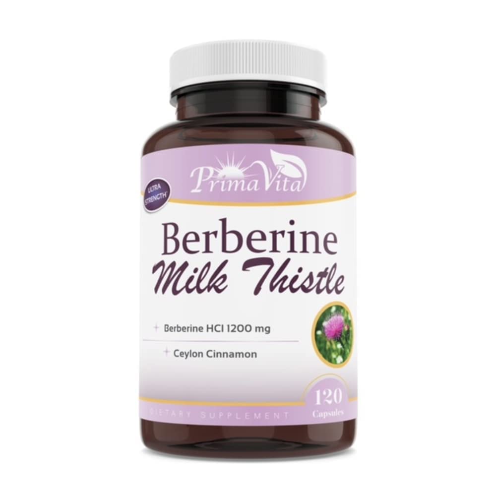 Berberine HCL 1200mg z mlekiem Thistle i Ceylon Cynamon, Amp Metabolic Activator, Zdrowy system immunologiczny i żołądka i jelit Wellness, 40 Służenia, 120 Kapsułki wegetariańskie