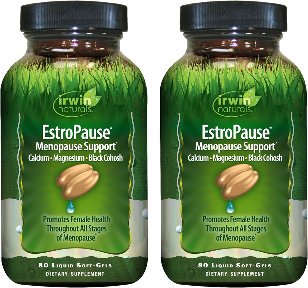 Irwin Naturals EstroPause Menopauza & Wsparcie dla zdrowia kobiet - 80 Płynne żele soft- Delikatny Hormonal Balance Formuła - 2 Pack