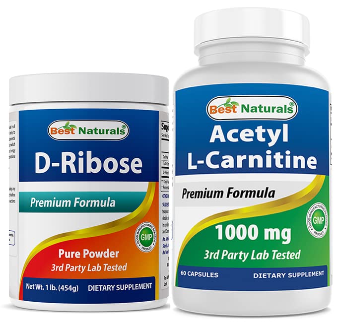 Najlepsze naturalne D- Ribose Proszek 1 Funt i Acetyl L- Karnityna 1000mg