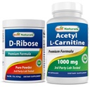 Najlepsze naturalne D- Ribose Proszek 1 Funt i Acetyl L- Karnityna 1000mg