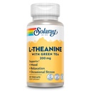 SOLARAY L- Theanine 200mg z zieloną herbatą - Zdrowy nastrój, relaks i sporadyczne wsparcie stresowe - Laboratorium zweryfikowane, Wegan, Gluten Free - 45 Służenia, 45 WegeCaps