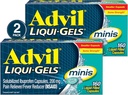 Advil Liqui- Gels minis Reliever of Pain and Fever Reducer, Pain Medicine dla dorosłych z Ibuprofen 200mg for Pain Relief - 2x160 Liquid Filled Capsules