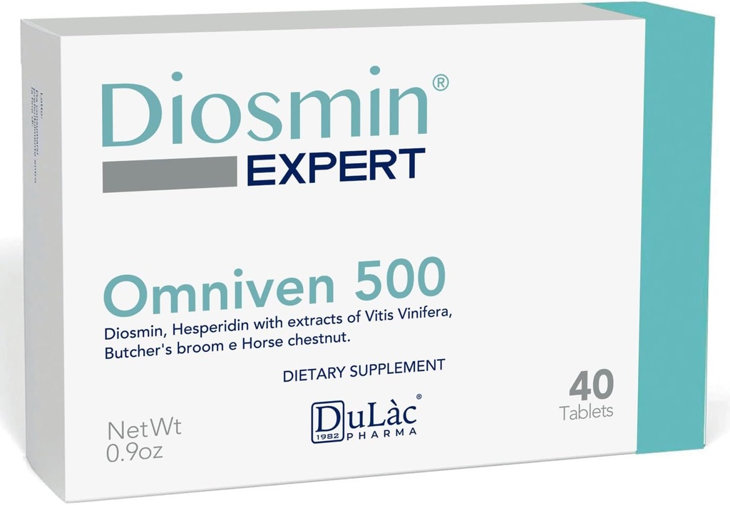 Dulàc - Omniven 500- 40 Tablets Diosmin, Horse Chestnut Extract, Butchers Broom, Hesperidin. Suplement diety, Made in Italy