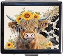 7 Dni Chromowany Shiny Silver Pill Organizator z lusterka Wewnątrz ma 8 Oddzielne Komory Prostokąt 7 Dni Pill Box Pill Case (Highland Cow)