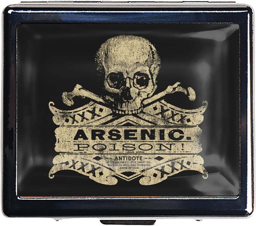 7 Dni Chromowany Shiny Silver Pill Organizator z lusterkiem Wewnątrz ma 8 Oddzielne Komory Prostokąt 7 Dni Pill Box Pill Case (Vintage Arsenic Skull Poison)
