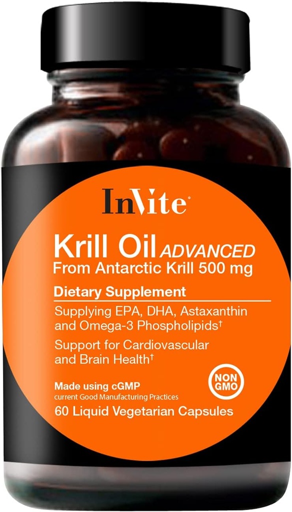 Zaproszenie zdrowia Kryl Oil Advanced - Wspiera kardiologię i zdrowie mózgu - Dostawy EPA, DHA, Astaksantyny i Omega-3 fosfolipidów - 60 Kapsułki (2- Pack)
