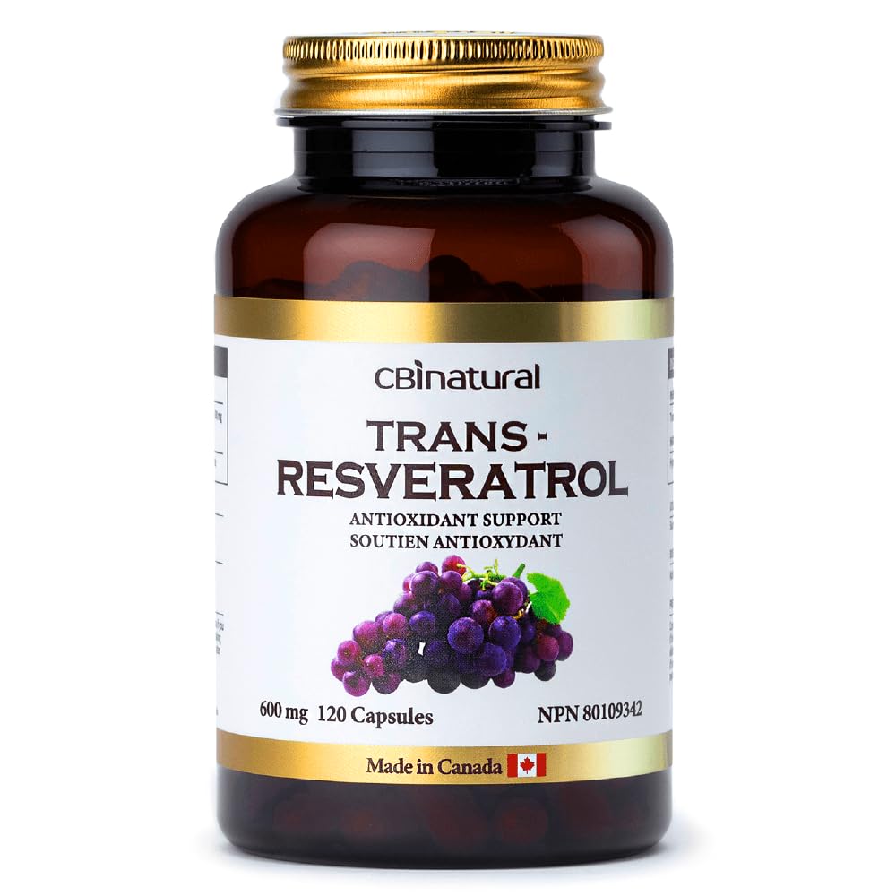 Trans- Resveratrol 600mg, Wysoka potencja przeciwutleniacz, Wspiera zdrowie komórkowe i zdrowe starzenie, 120 Kapsułki wegańskie, 4- Miesiąc dostaw, Non-GMO, Gluten Free