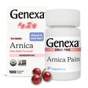 Genexa Arnica dla ulgi bólowej 124; Łagodzenie mięśni i stawów ból, bolesność i sztywność 124; Redukcja siniaków i obrzęk 124; Organic Grape Flavor 124; Homeopatic Remedy Made Clean 124; 100 Tabletki do żucia