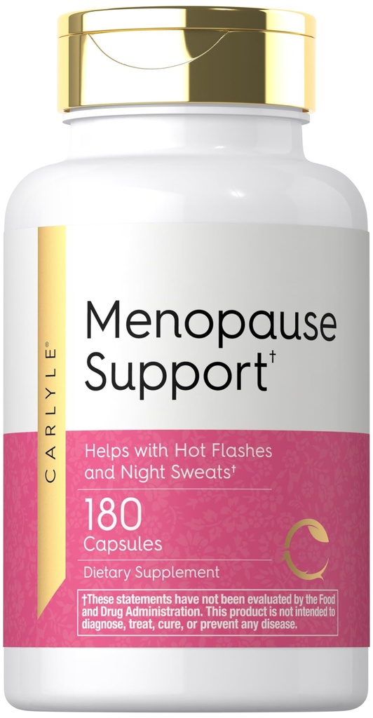 Suplement Carlyle Menopauza dla kobiet 124; 180 Kapsułki XI124; Pomaga z gorącymi błyskami i nocnymi potami 124; Non-GMO, Gluten Darmowe wsparcie menopauzy