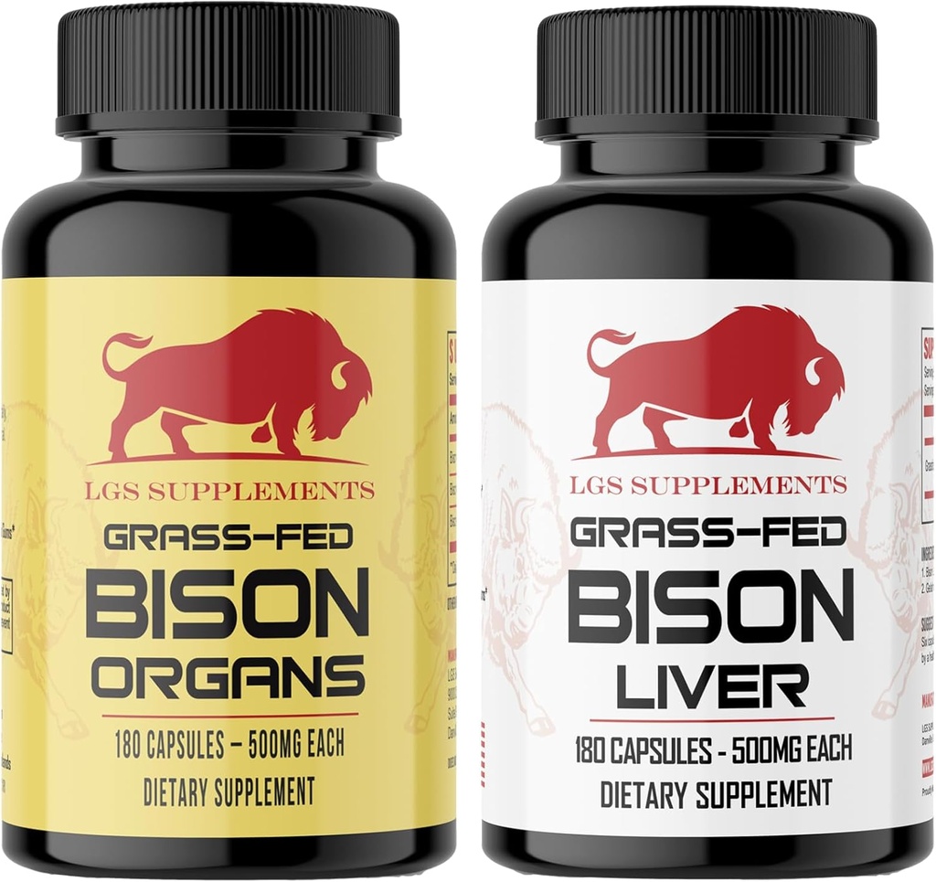 Starter Pack, Grass Fed Bison Liver Kapsułki, Kapsułki organów, Non-GMO, Wspomaga produkcję energii, Detoksykacji, trawienie, Immunitet i Full Body Wellness