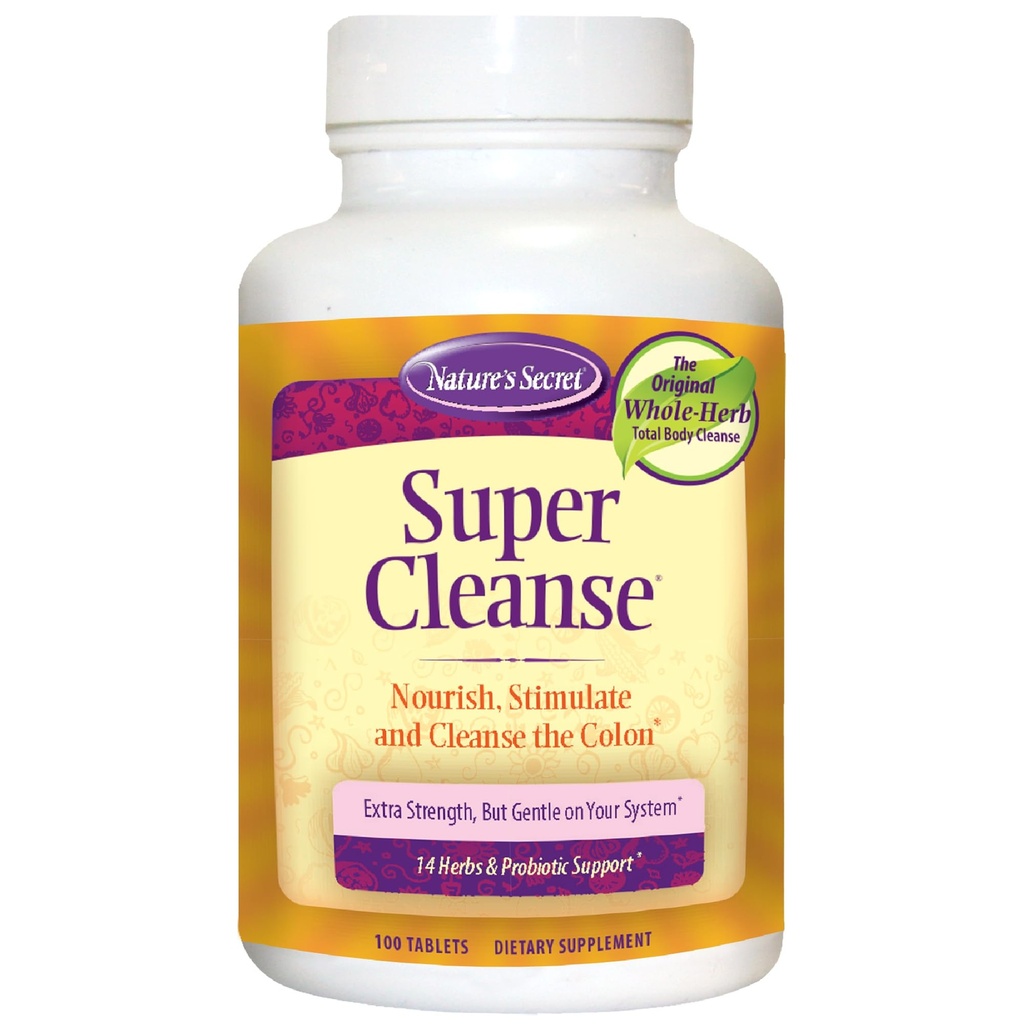 Tajemnica natury Super Cleanse - Extra Siła Colon Cleanse z 14 Herbs & Probiotic Support - Promotes Gut Health Detox Cleanse & Digestive Support Gentle Elimination Formula - 100 Tablets (1 Pack)