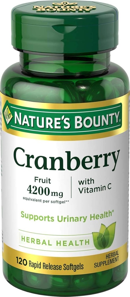 Nature 's Bounty Cranberry Fruit 4200 mg, Plus witaminy C, 120Softgels..