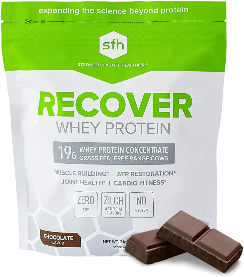 SFH Odzyskiwanie proszku z białka serwatki (Czekolada) Wielka degustacja serwatka do post Workout 124; Wszystkie naturalne 124; No Soy, No Gluten, No RBST, No Sztuczne aromaty (20 Working serving)