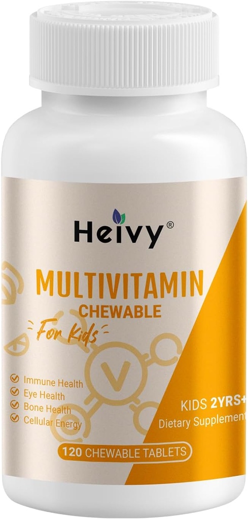 Heivy Toddlers Multivitamin, Dzieci Żniwa Witamina D3, C, Witamina B12, B6, Witamina A, E i Cynk dla immunologicznego wsparcia i zdrowia, 120 Tabletki do żucia