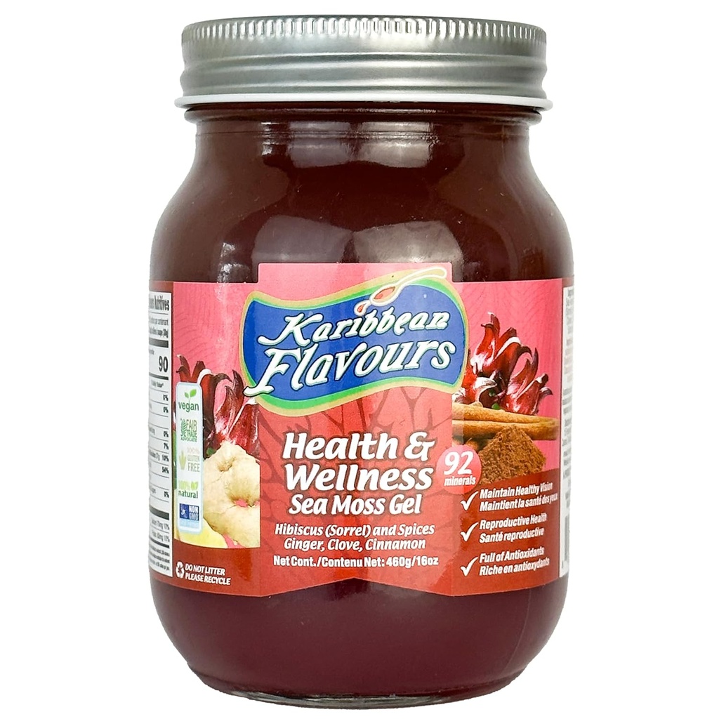 Sea Moss Gel (Sorrel Hibiscus) 16 Oz. Reg. 124; Natural Raw Organic Equipment 124; Packed Witaminy i Minerały 124; Shelf Stable Ethically Harvered