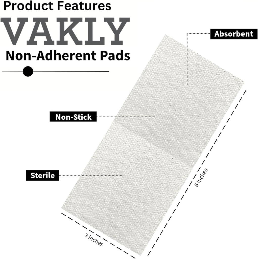Steryl Non-Adherent 3x8 Gauze Pads - Gruby Non-Stick Ranny opatrunek 3 "x8" Indywidualnie uszczelniane 124; Wysoko Absorbent Prostokąt Bandaż 124; Bezbolesne usuwanie (20)
