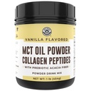 Keto MCT Oil Powder + Collagen + Prebiotic Acacia Fiber, Vanilla Flavor, 16oz. Kolagen z trawy, Perfect for Keto, 0 Net Carb, Stewia, Erythritol, Drink w proszku