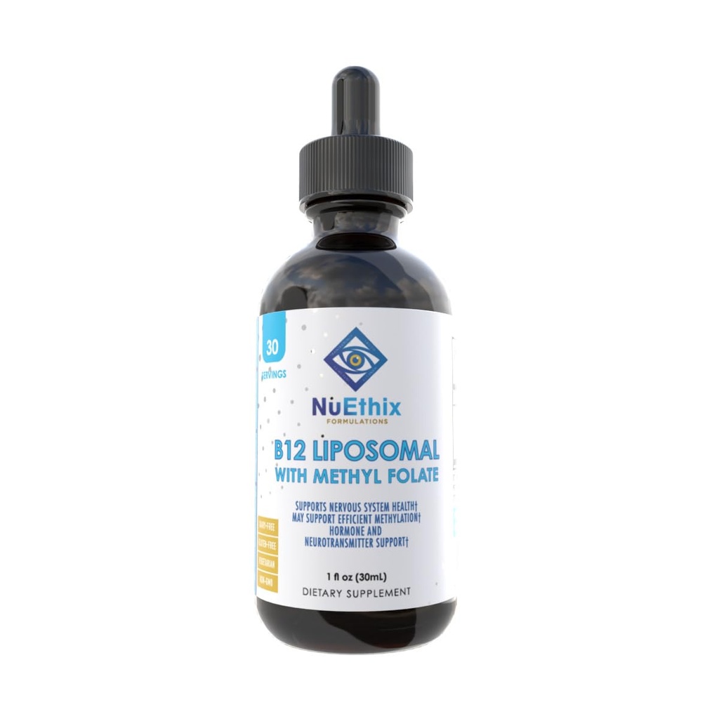 NuEthix Buildings B12 Liposomal z Methyl Folate Dietetic Supplement, Bioactive B Vitamin do wspierania optymalnego metabolizmu, 1 Fluid unce, 30 Służenia