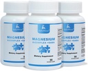 3 Butelki Sześciorakowe Kompleks Magnezu 124; 350mg Glicynianu magnezu, jabłczan, cytrat, Tauryna, tlenek, L-treonian dla mięśni, Nerwy, & Energia, GABA Sleep Support 124; Wysoka absorpcja 124; Wegan 124; 90 Kapsułki