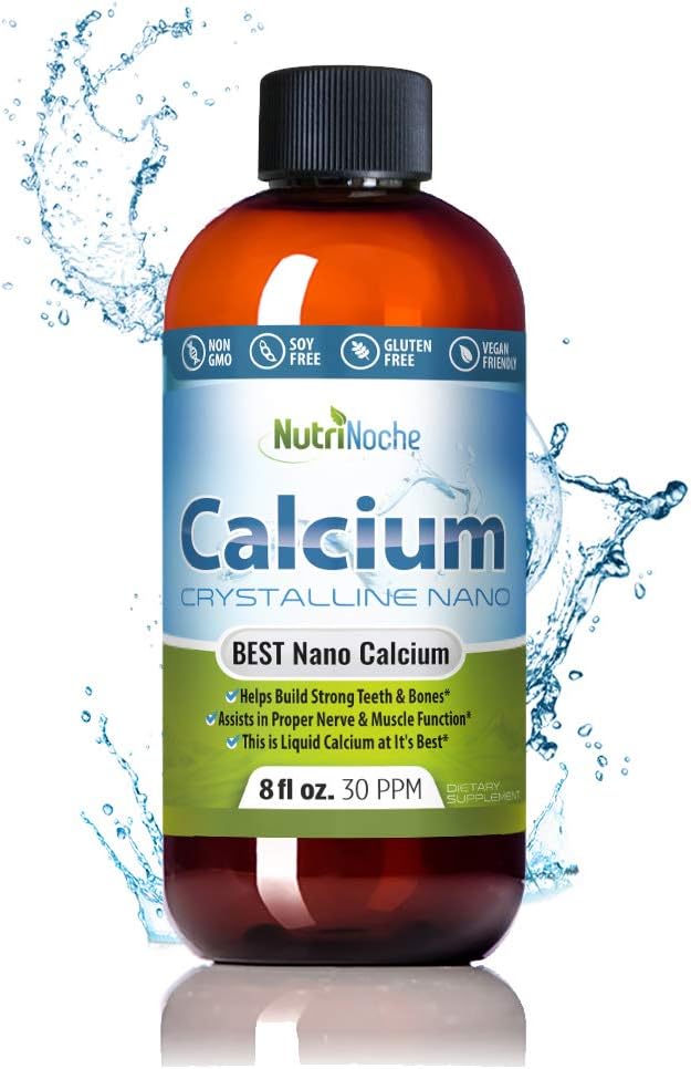 Nutric Noche Liquid Calcium Supplement - 99,99% Ultra Pure Crystalline Nano Calcium for Women, Men & Children - Calcium Citrate Alternative - Absorbowany na poziomie komórkowym Sublingly - 30 ppm