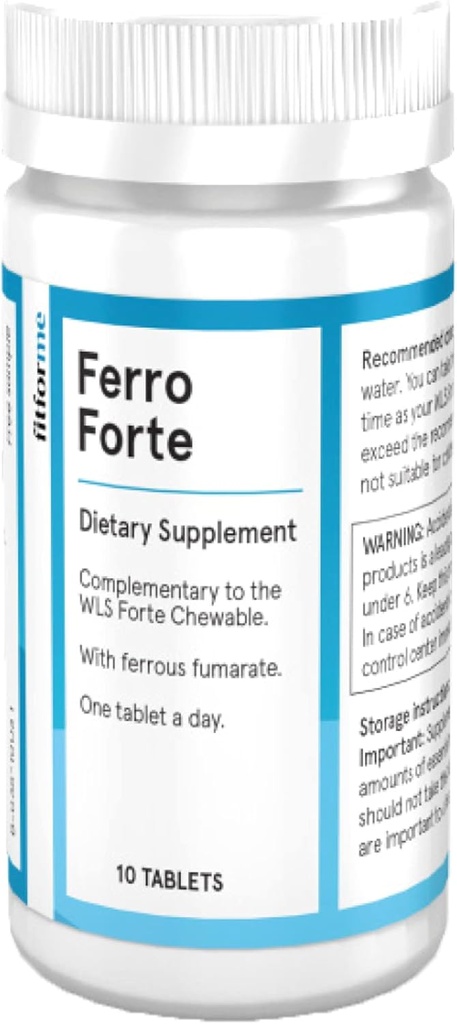 FitForMe Bariatric Multivitamin Żelazo Suplement po Gastric Bypass - Jeden dzień Ferro Forte Tablet - 10 Dni dostaw żelaza żelaznego (Żelazko Booster dla Forte Chewable)